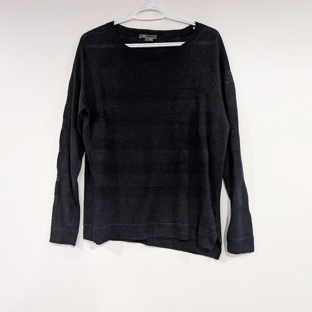 Vince 100% Linen Lightweight Striped Sweater Navy Blue Size Small